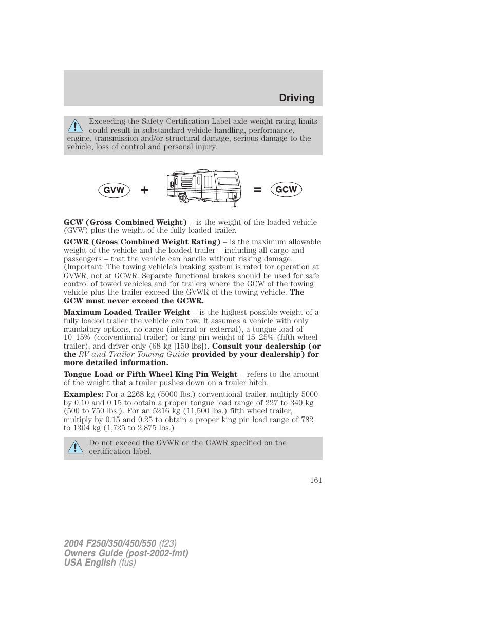 Driving | FORD 2004 F-550 v.2 User Manual | Page 161 / 312