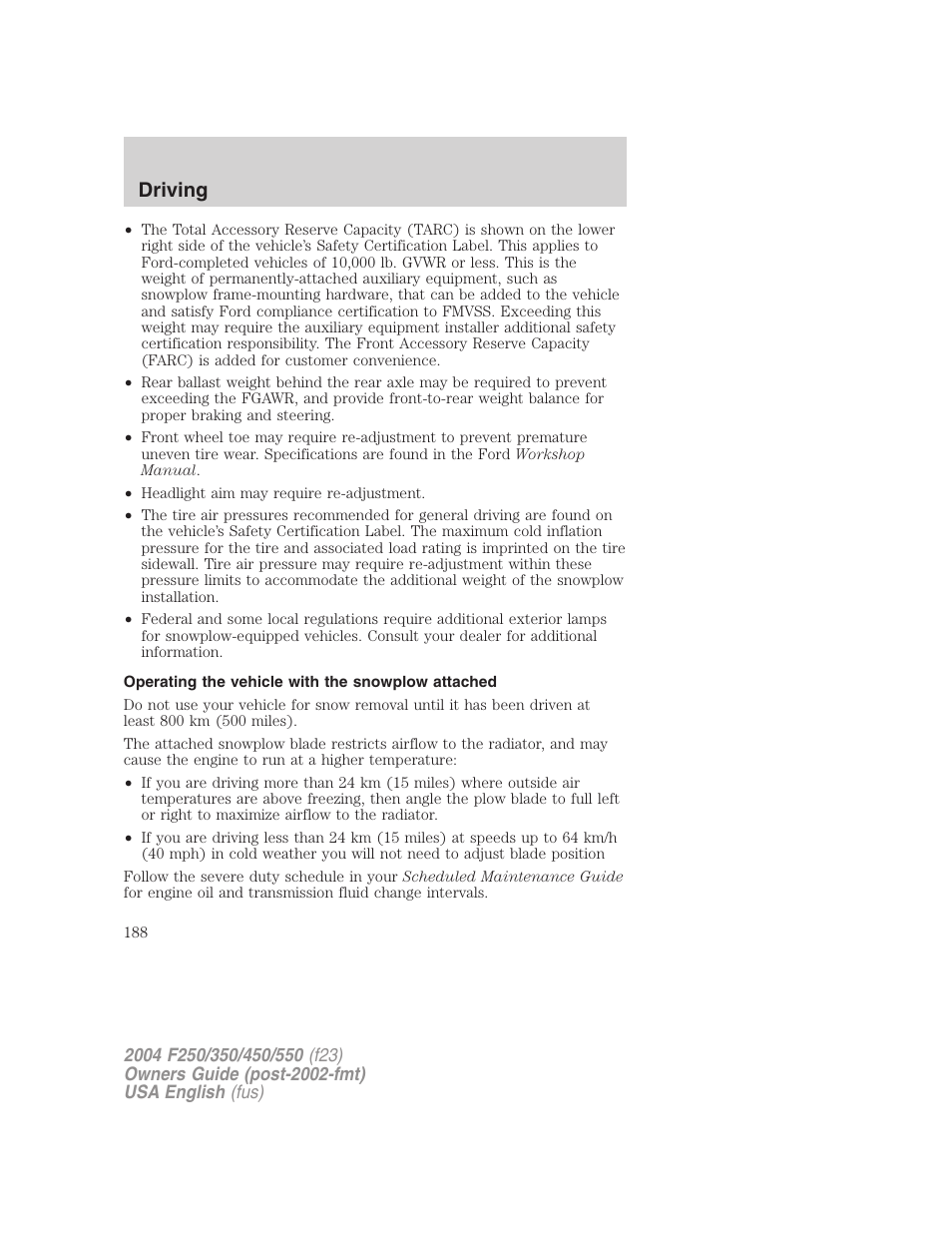 Driving | FORD 2004 F-550 v.2 User Manual | Page 188 / 312