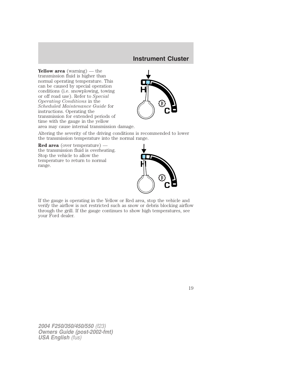 Instrument cluster | FORD 2004 F-550 v.2 User Manual | Page 19 / 312