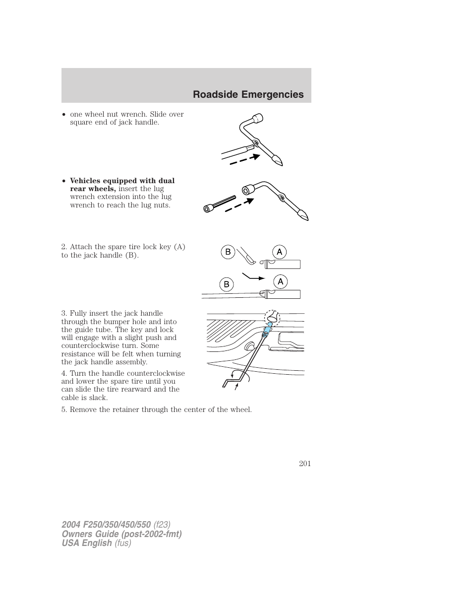 Roadside emergencies | FORD 2004 F-550 v.2 User Manual | Page 201 / 312