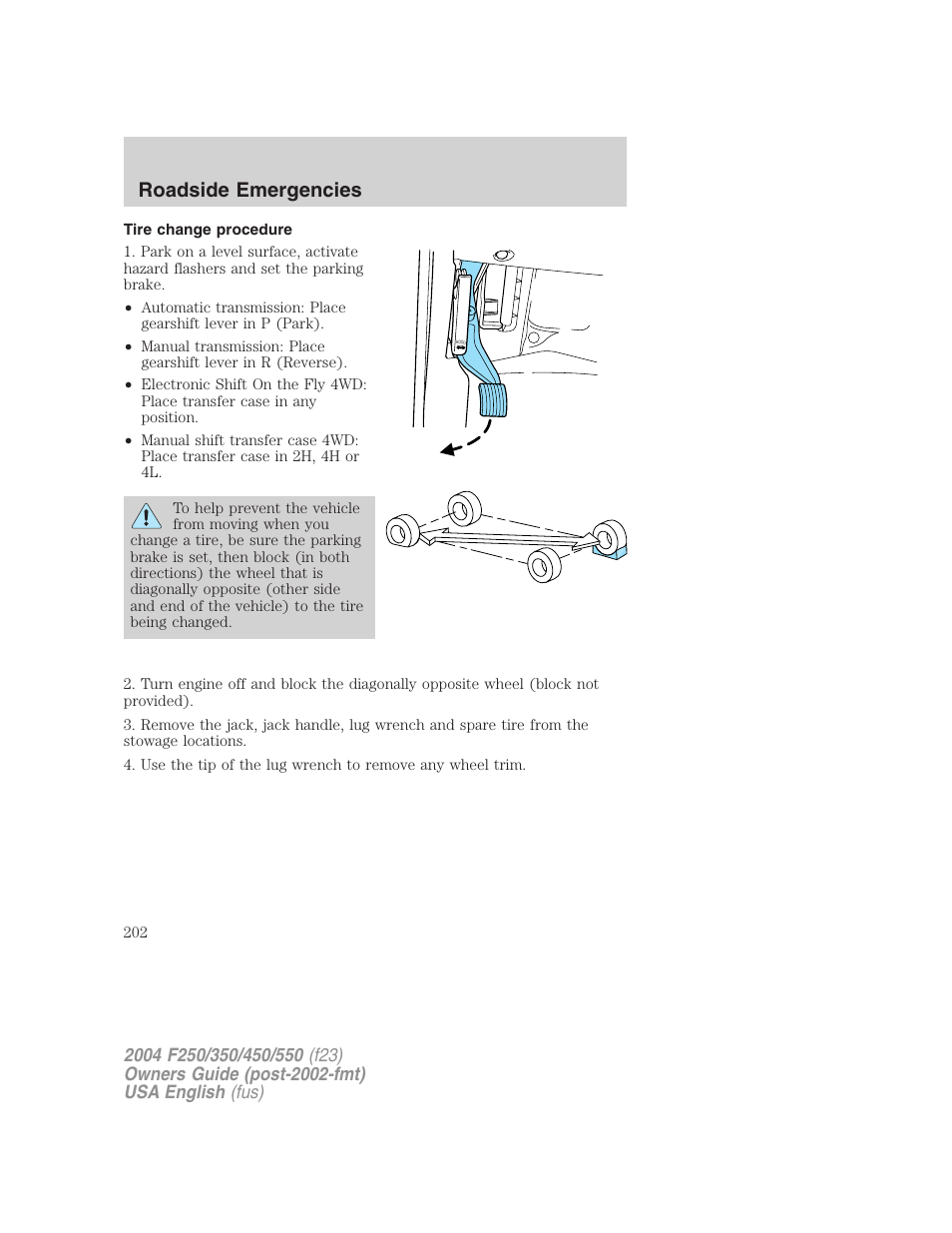 Roadside emergencies | FORD 2004 F-550 v.2 User Manual | Page 202 / 312