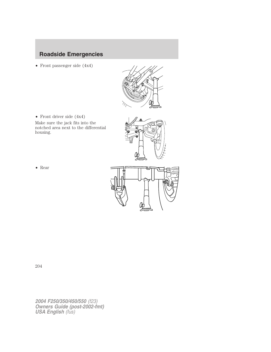 Roadside emergencies | FORD 2004 F-550 v.2 User Manual | Page 204 / 312