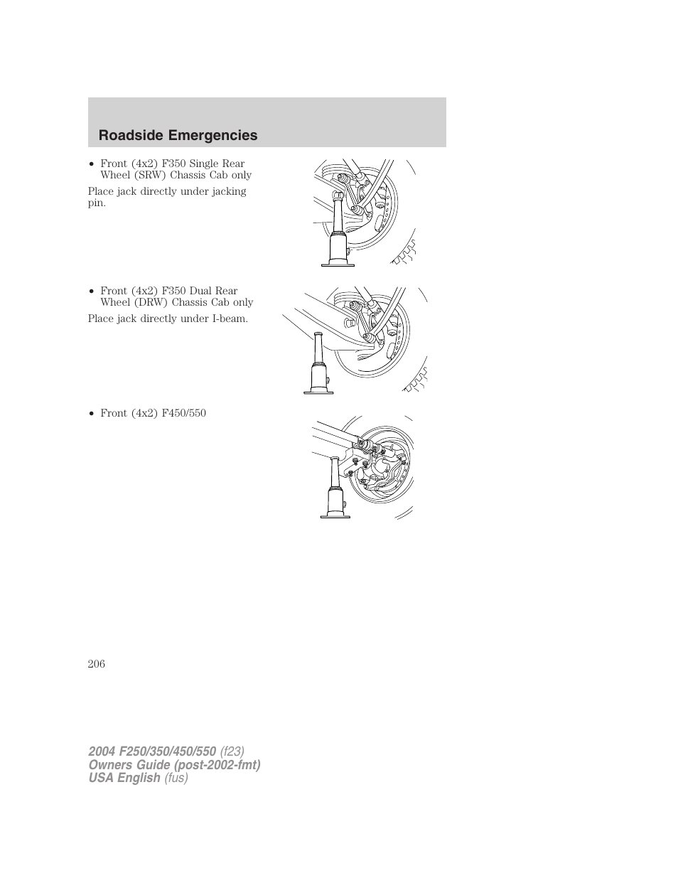 Roadside emergencies | FORD 2004 F-550 v.2 User Manual | Page 206 / 312