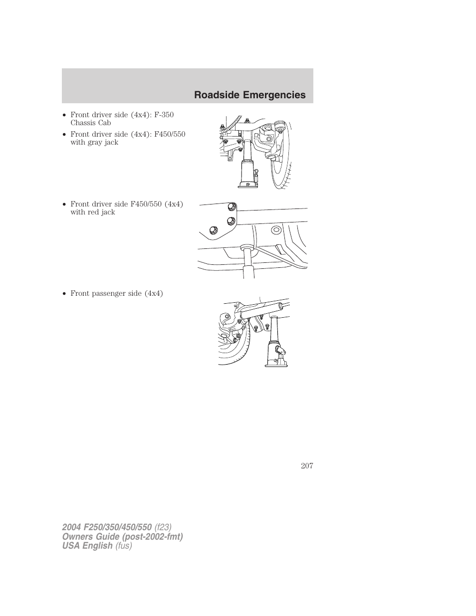 Roadside emergencies | FORD 2004 F-550 v.2 User Manual | Page 207 / 312