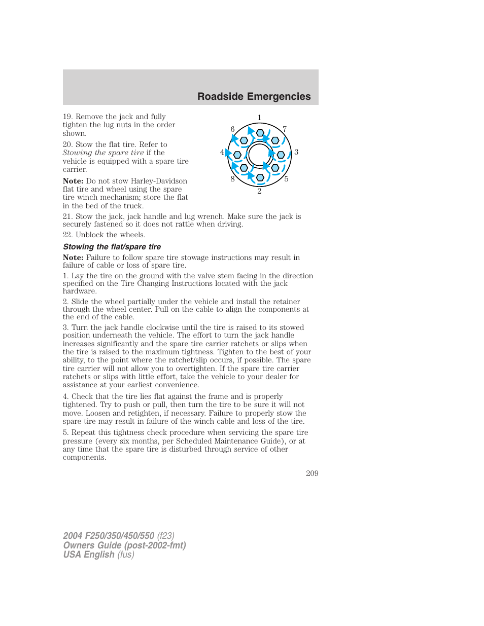 Roadside emergencies | FORD 2004 F-550 v.2 User Manual | Page 209 / 312