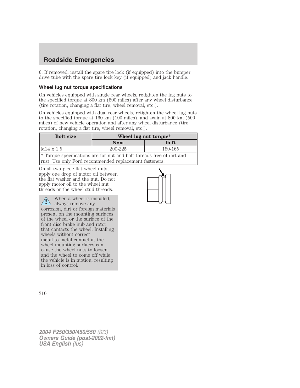 Roadside emergencies | FORD 2004 F-550 v.2 User Manual | Page 210 / 312