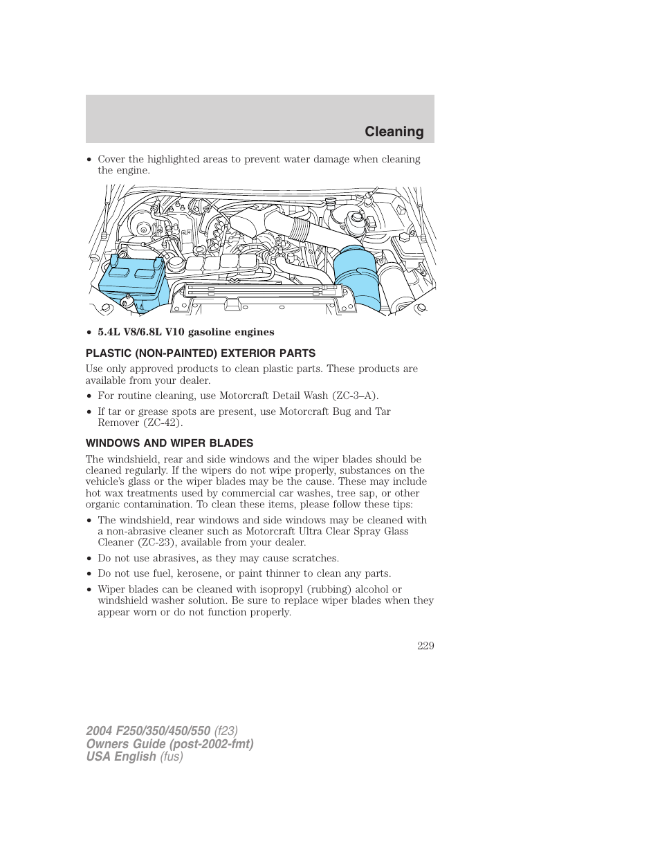 Cleaning | FORD 2004 F-550 v.2 User Manual | Page 229 / 312