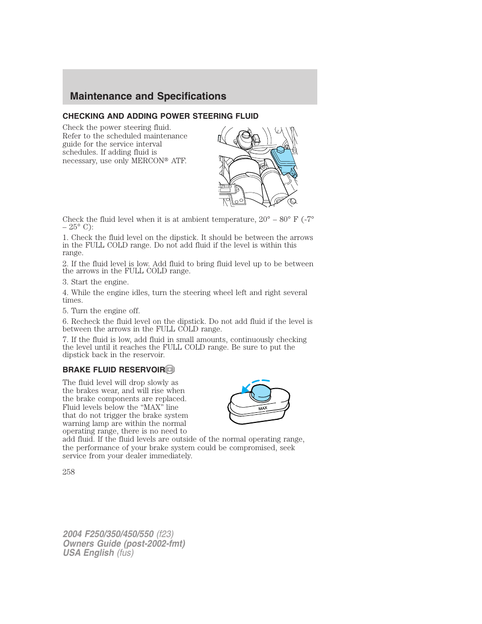 Maintenance and specifications | FORD 2004 F-550 v.2 User Manual | Page 258 / 312