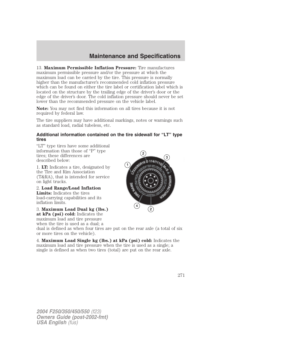 Maintenance and specifications | FORD 2004 F-550 v.2 User Manual | Page 271 / 312