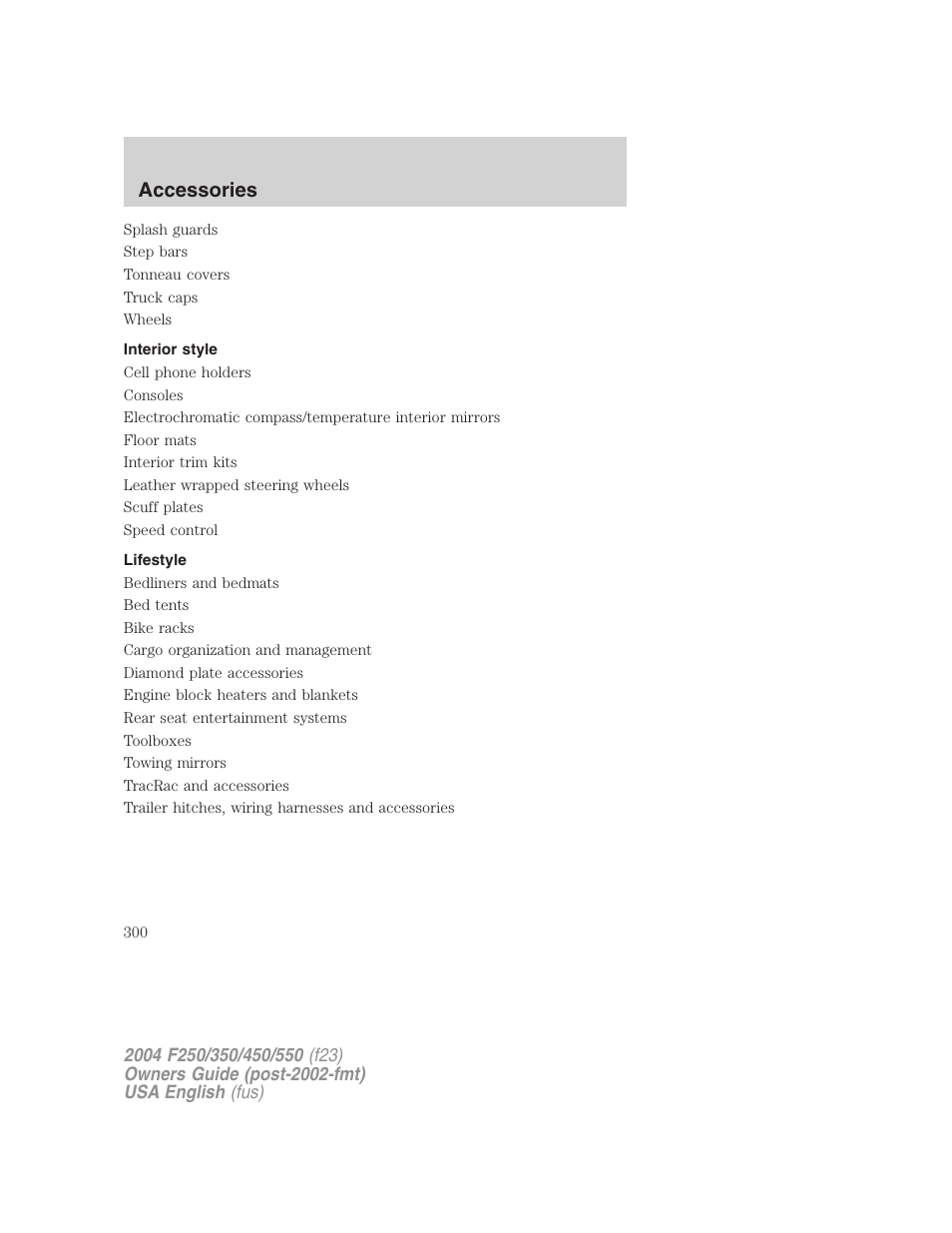 Accessories | FORD 2004 F-550 v.2 User Manual | Page 300 / 312