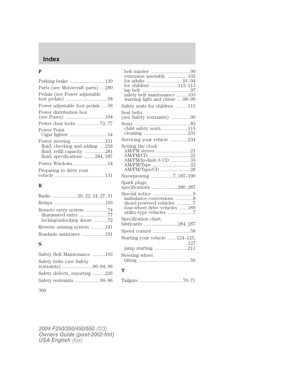 Index | FORD 2004 F-550 v.2 User Manual | Page 306 / 312