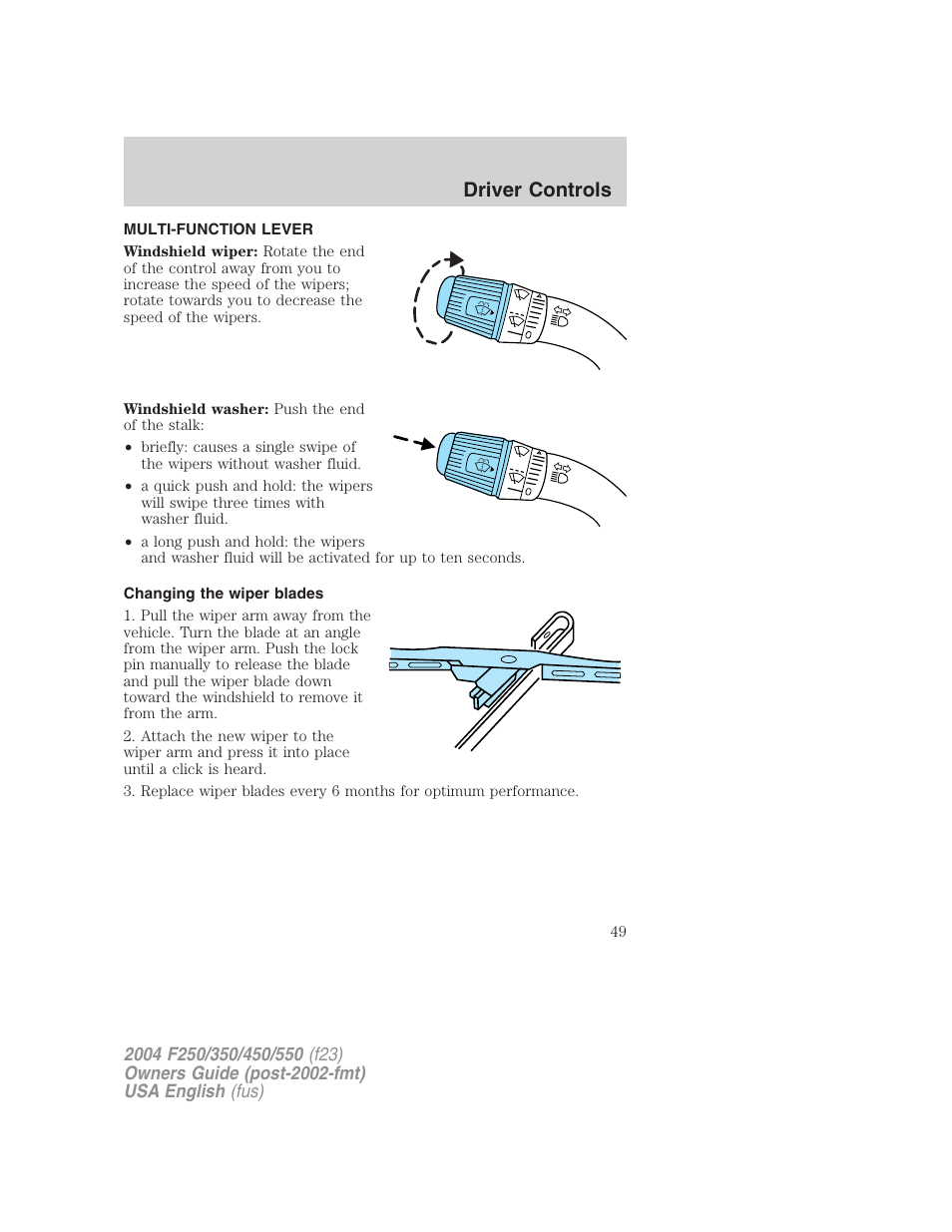 Driver controls | FORD 2004 F-550 v.2 User Manual | Page 49 / 312