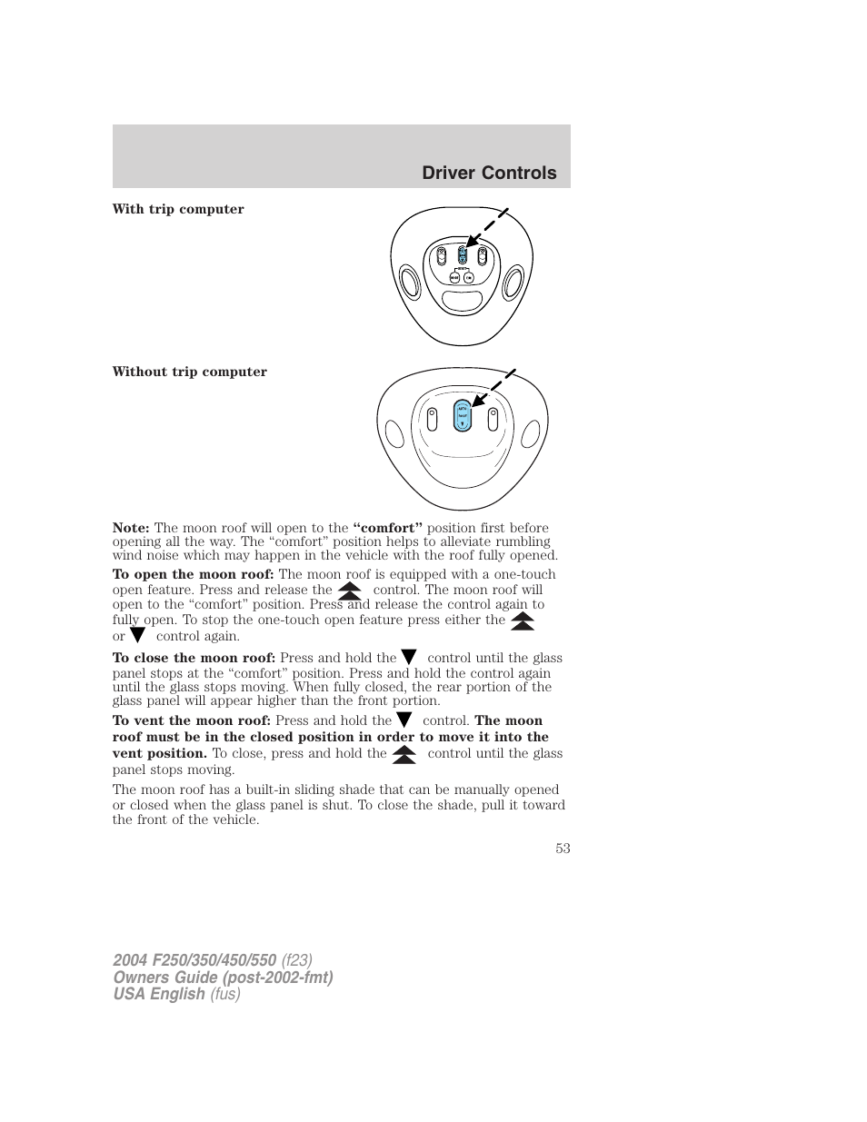 Driver controls | FORD 2004 F-550 v.2 User Manual | Page 53 / 312