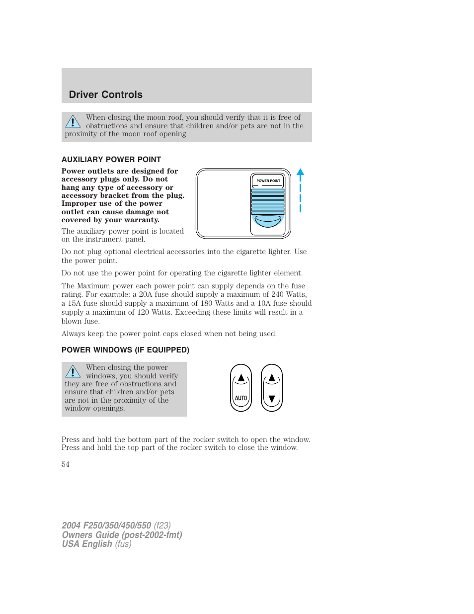 Driver controls | FORD 2004 F-550 v.2 User Manual | Page 54 / 312