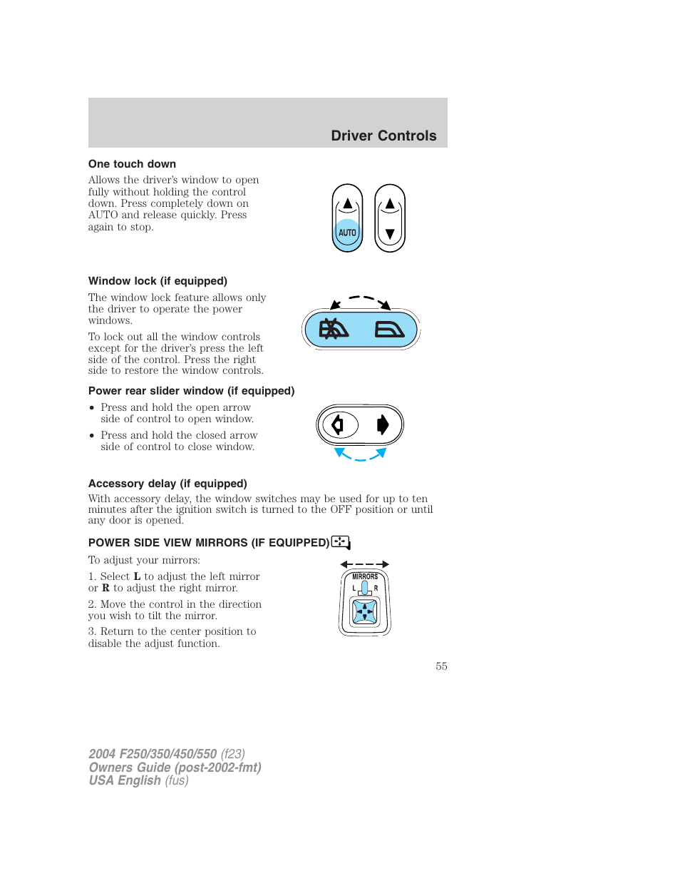 Driver controls | FORD 2004 F-550 v.2 User Manual | Page 55 / 312