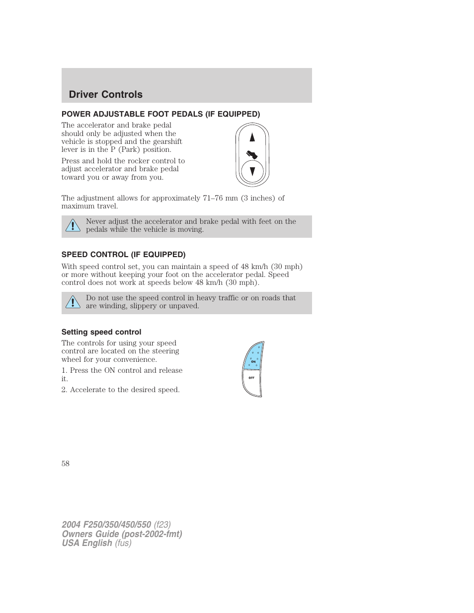 Driver controls | FORD 2004 F-550 v.2 User Manual | Page 58 / 312