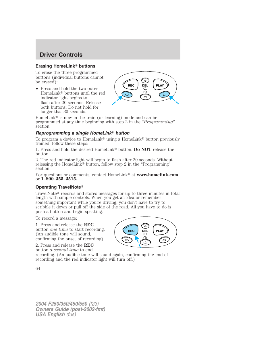 Driver controls | FORD 2004 F-550 v.2 User Manual | Page 64 / 312