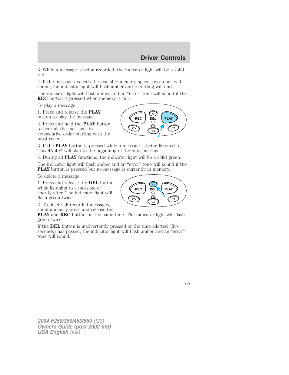 Driver controls | FORD 2004 F-550 v.2 User Manual | Page 65 / 312