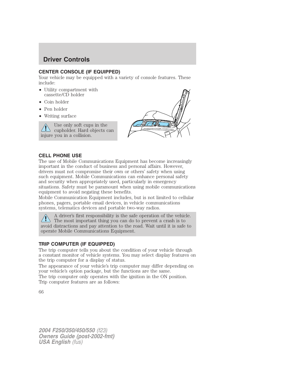Driver controls | FORD 2004 F-550 v.2 User Manual | Page 66 / 312