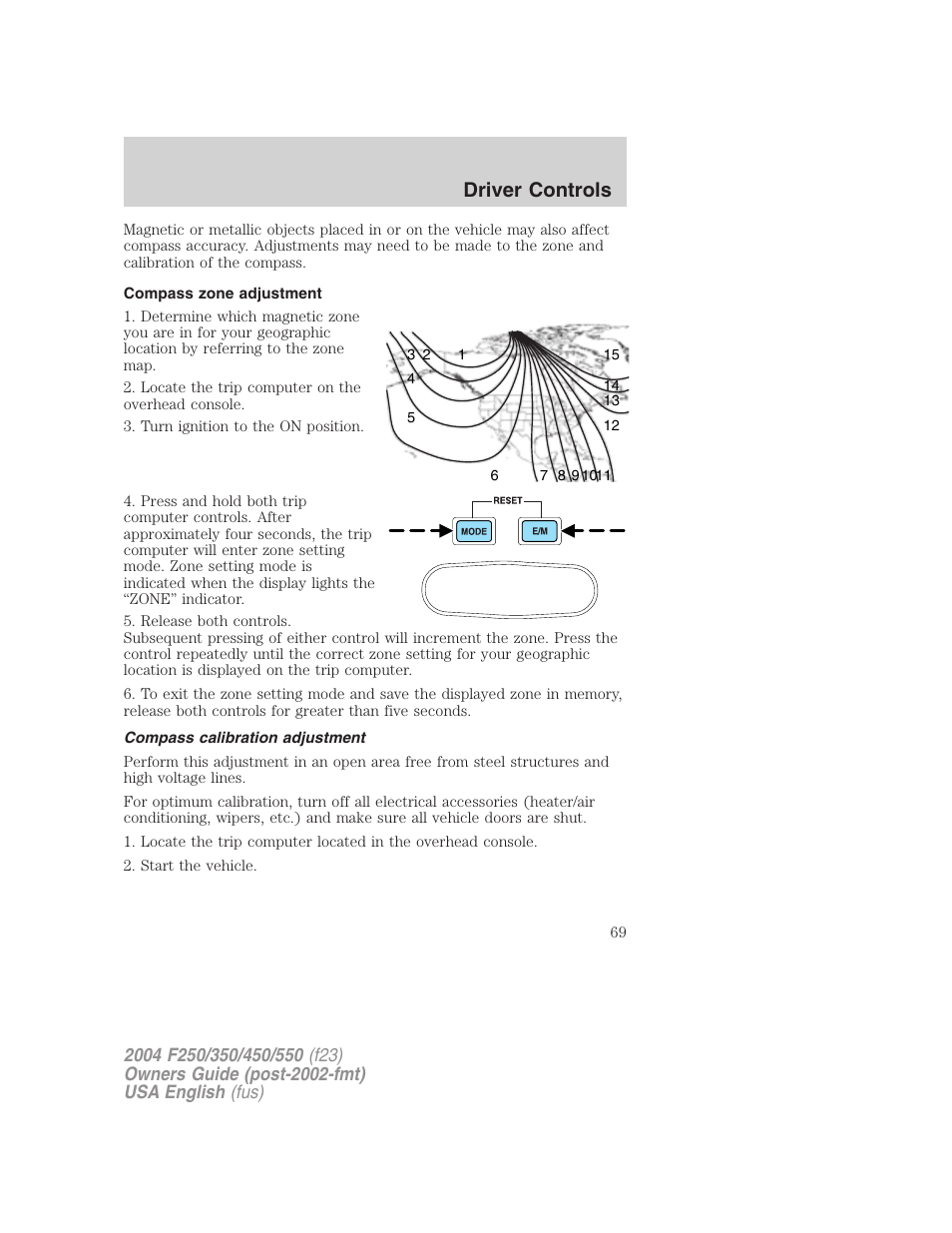 Driver controls | FORD 2004 F-550 v.2 User Manual | Page 69 / 312