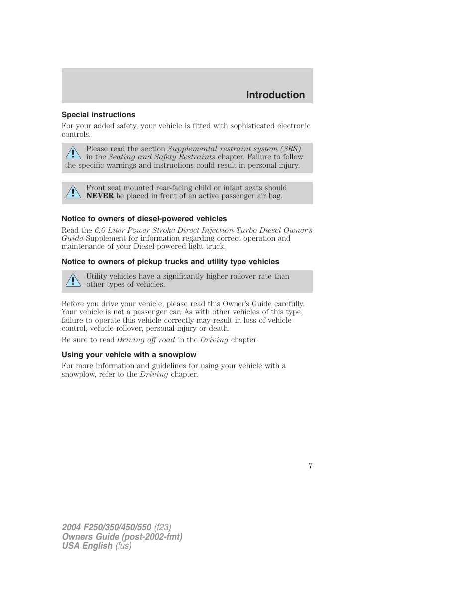 Introduction | FORD 2004 F-550 v.2 User Manual | Page 7 / 312