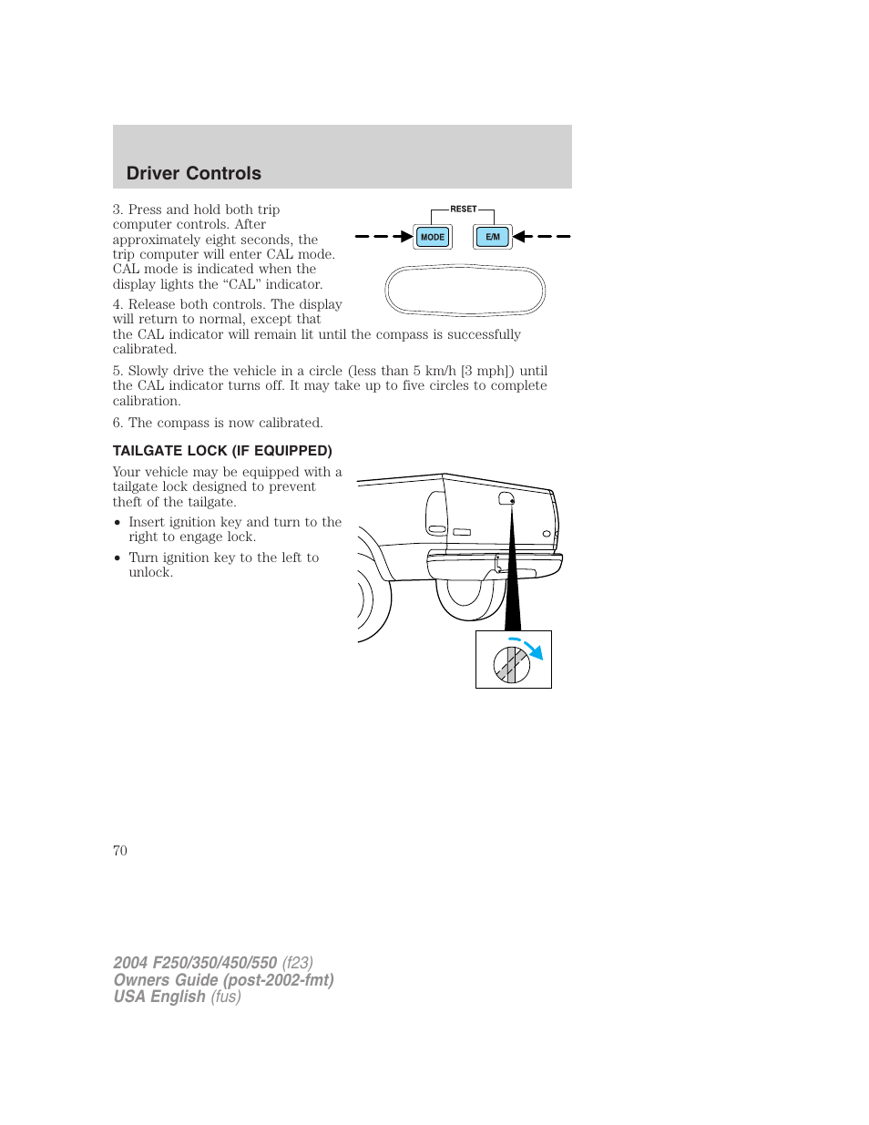 Driver controls | FORD 2004 F-550 v.2 User Manual | Page 70 / 312