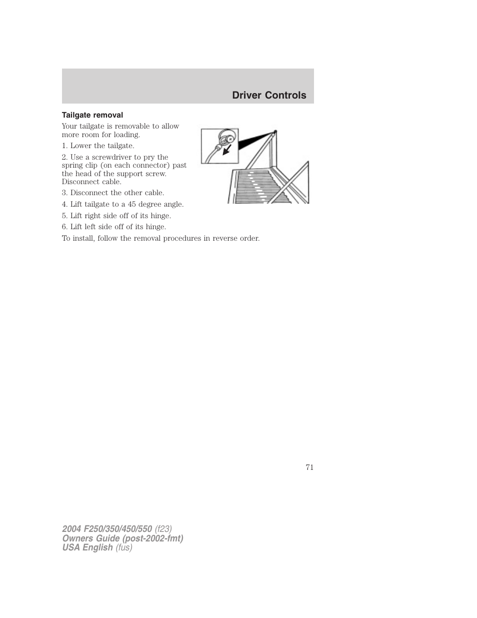 Driver controls | FORD 2004 F-550 v.2 User Manual | Page 71 / 312