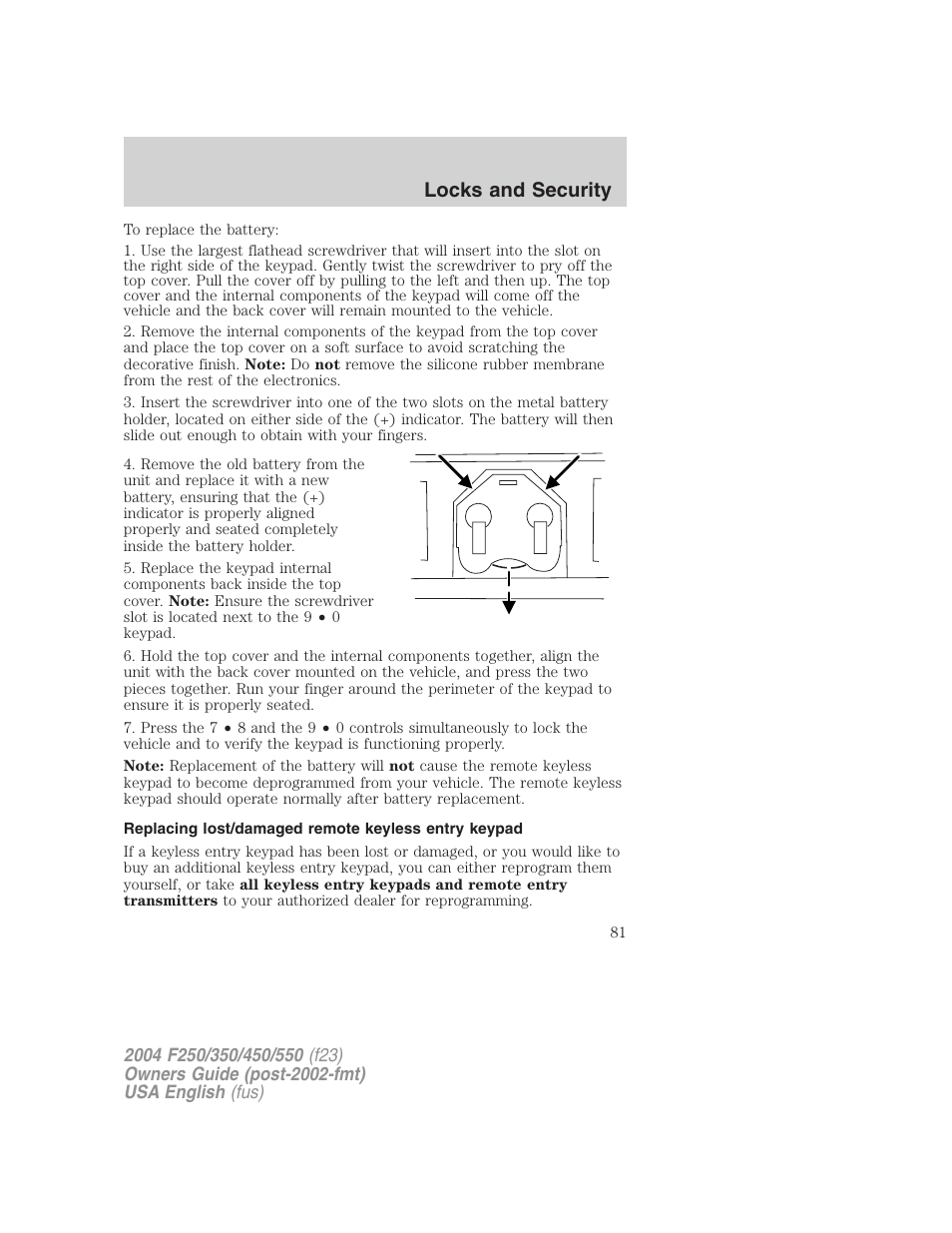 Locks and security | FORD 2004 F-550 v.2 User Manual | Page 81 / 312
