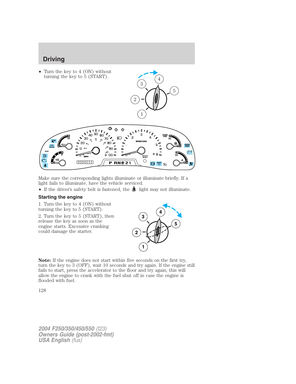 Driving | FORD 2004 F-550 v.3 User Manual | Page 128 / 312