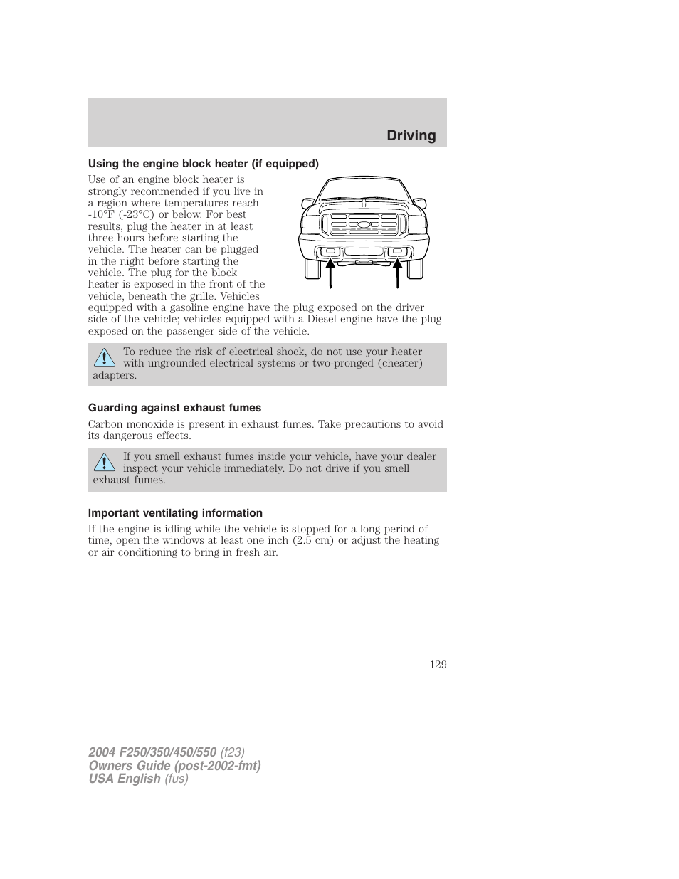 Driving | FORD 2004 F-550 v.3 User Manual | Page 129 / 312