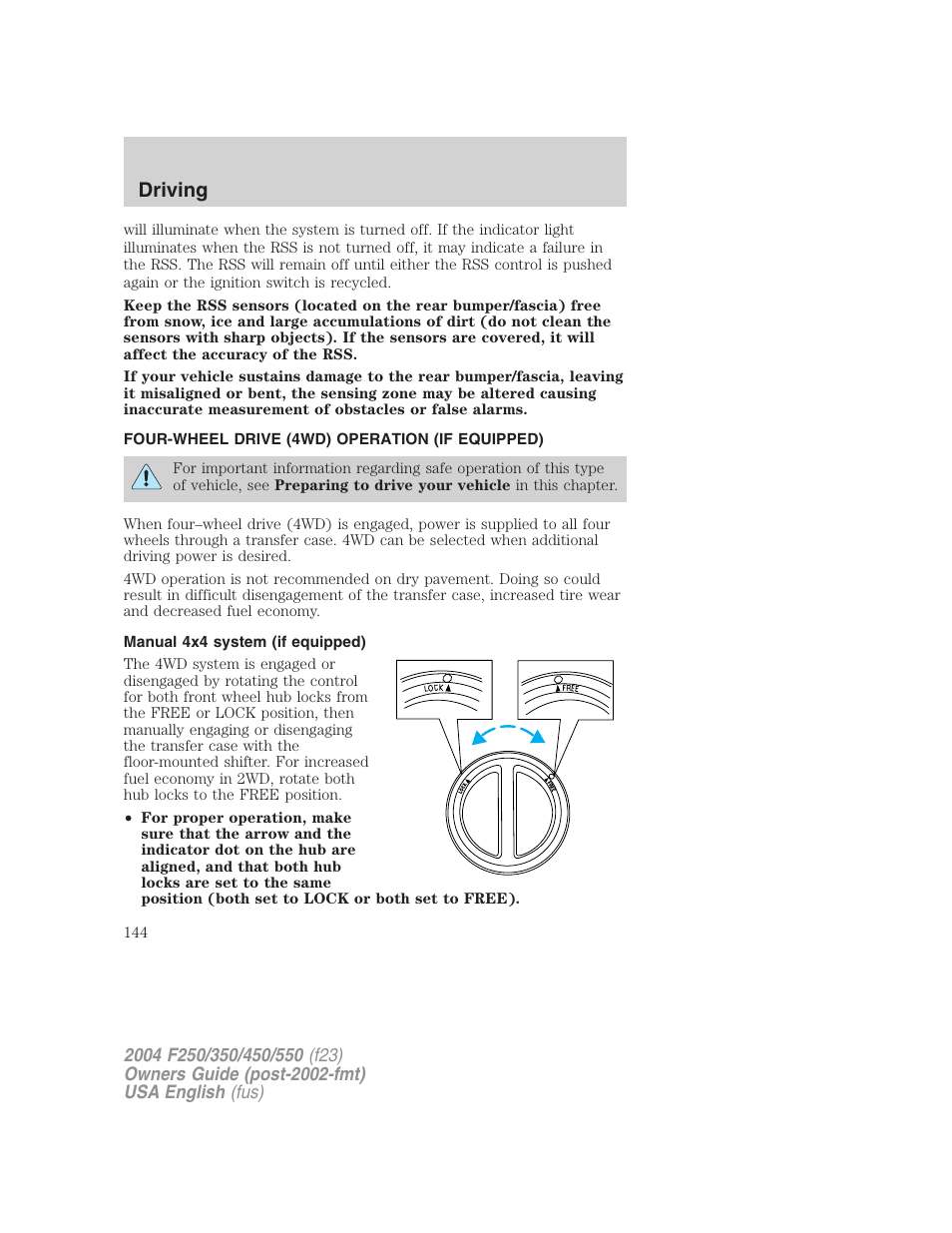 Driving | FORD 2004 F-550 v.3 User Manual | Page 144 / 312