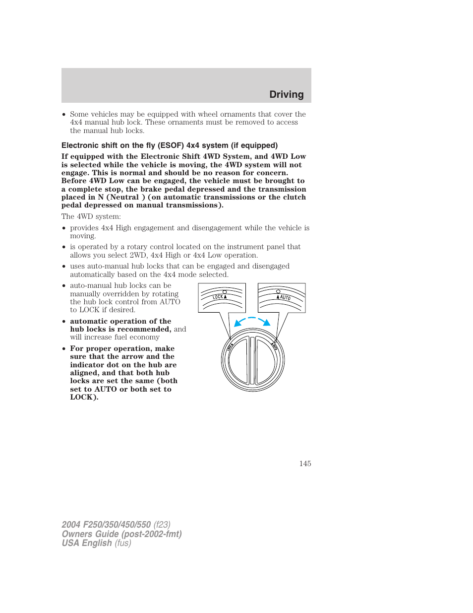 Driving | FORD 2004 F-550 v.3 User Manual | Page 145 / 312