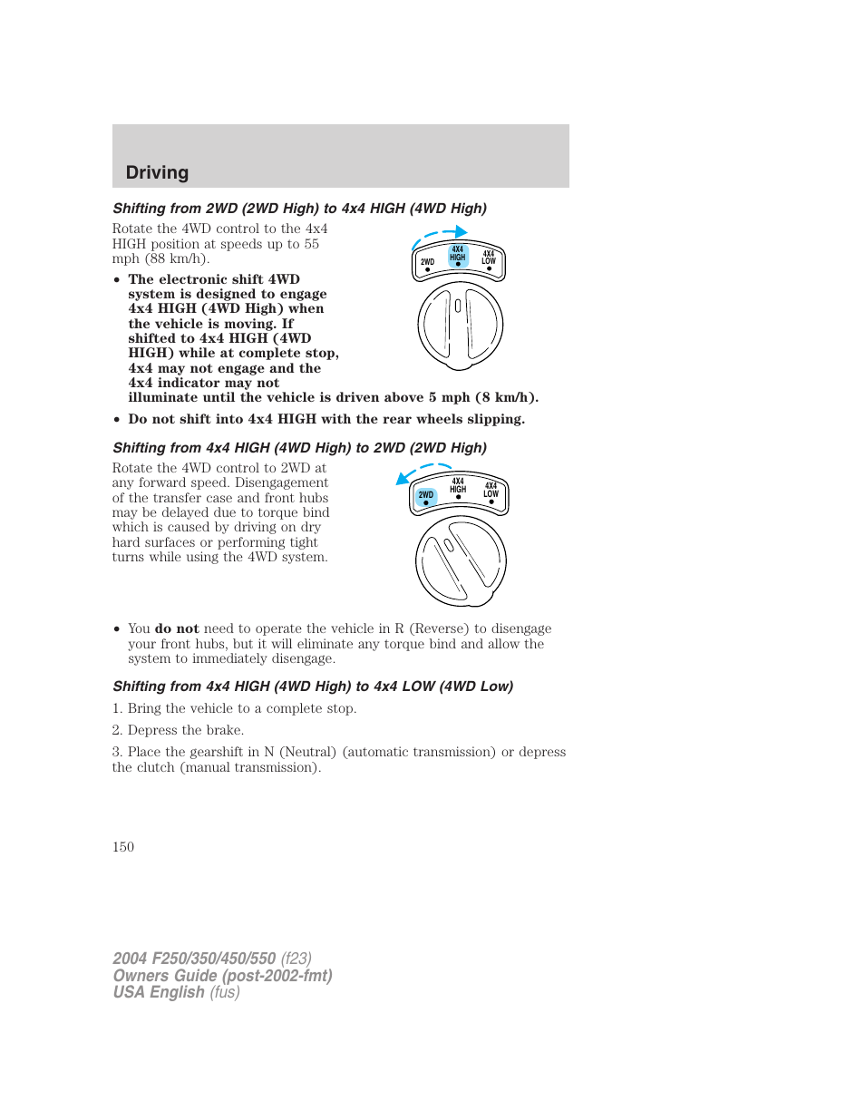 Driving | FORD 2004 F-550 v.3 User Manual | Page 150 / 312