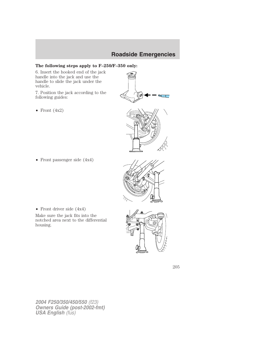 Roadside emergencies | FORD 2004 F-550 v.3 User Manual | Page 205 / 312