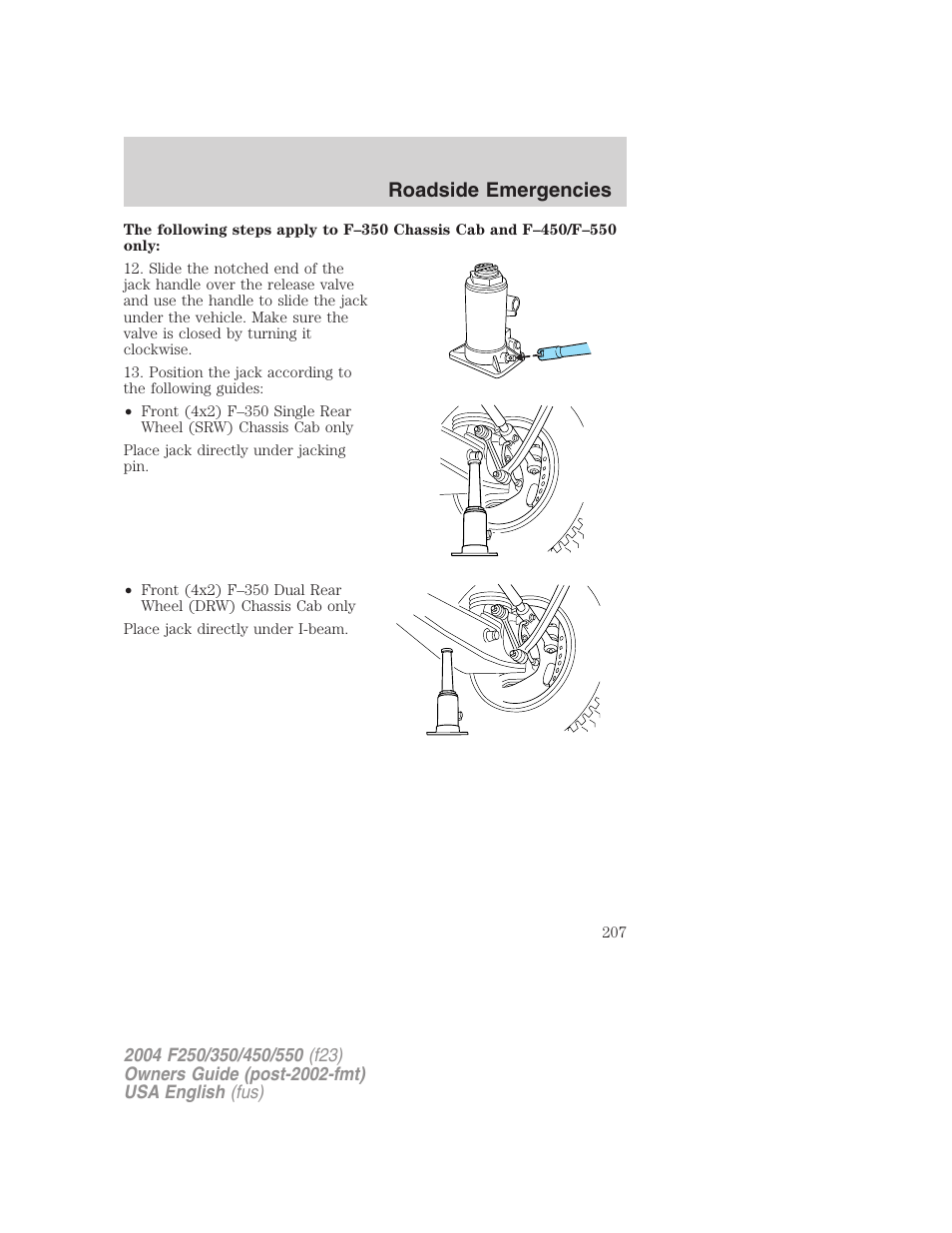 Roadside emergencies | FORD 2004 F-550 v.3 User Manual | Page 207 / 312