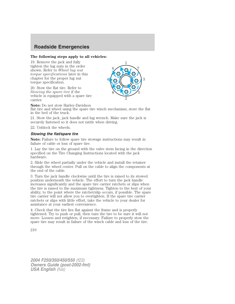 Roadside emergencies | FORD 2004 F-550 v.3 User Manual | Page 210 / 312