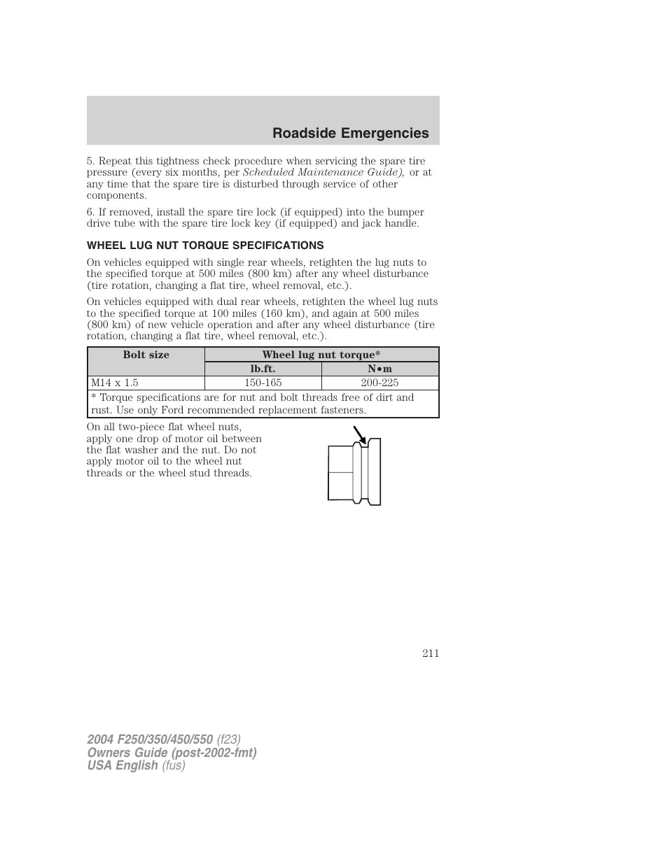 Roadside emergencies | FORD 2004 F-550 v.3 User Manual | Page 211 / 312