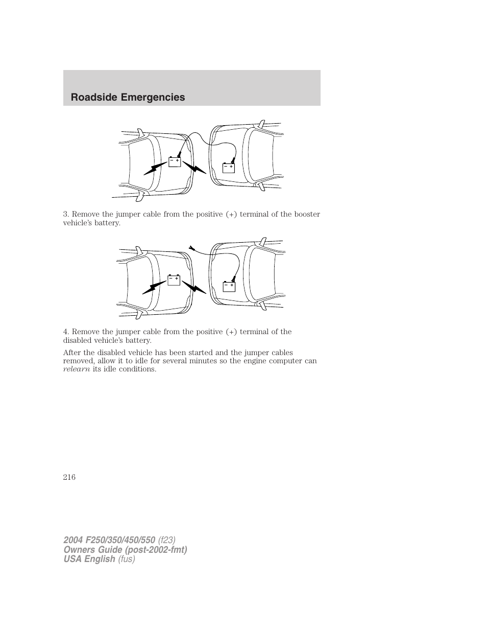 Roadside emergencies | FORD 2004 F-550 v.3 User Manual | Page 216 / 312