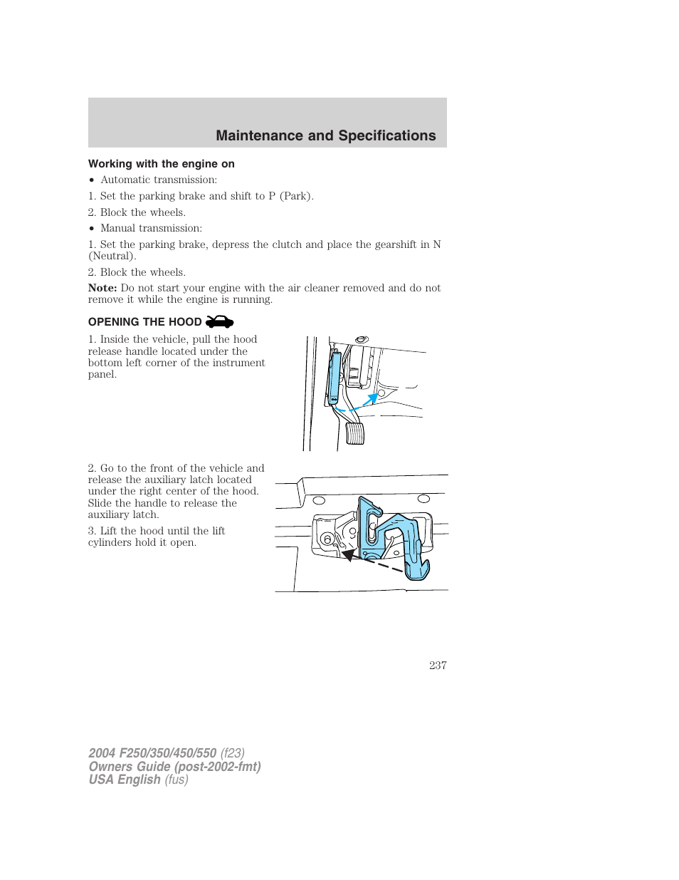 Maintenance and specifications | FORD 2004 F-550 v.3 User Manual | Page 237 / 312