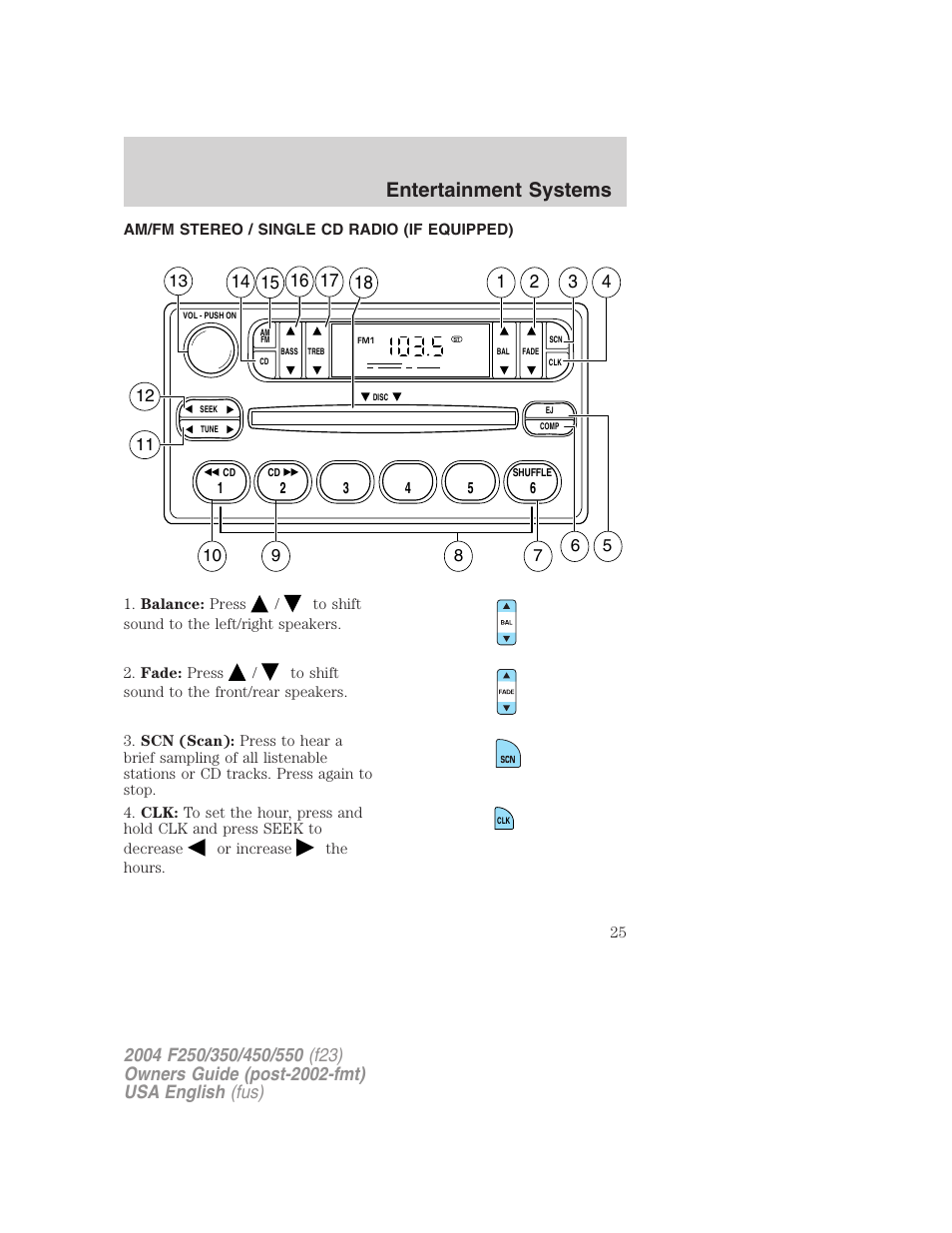 Entertainment systems | FORD 2004 F-550 v.3 User Manual | Page 25 / 312