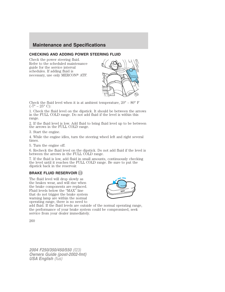 Maintenance and specifications | FORD 2004 F-550 v.3 User Manual | Page 260 / 312
