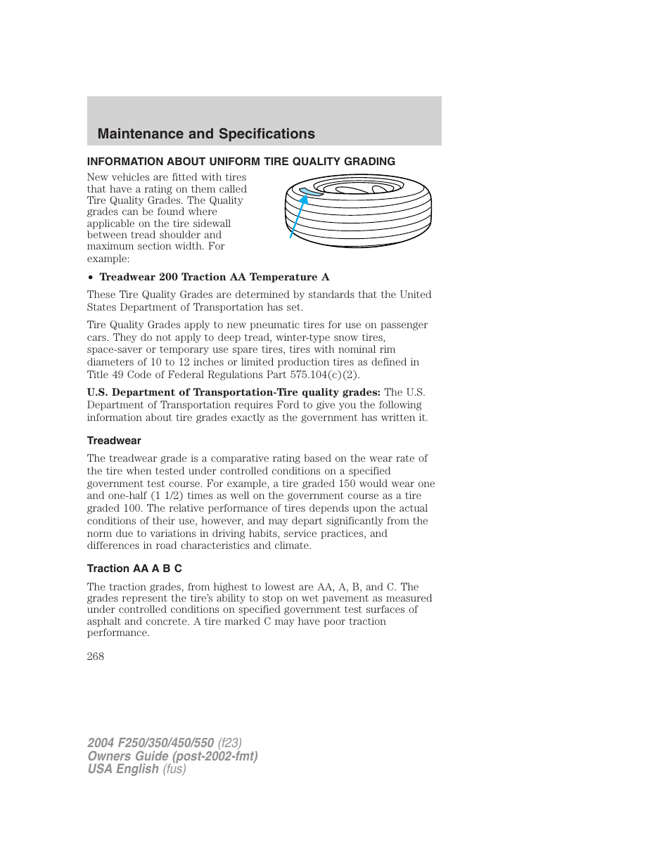 Maintenance and specifications | FORD 2004 F-550 v.3 User Manual | Page 268 / 312