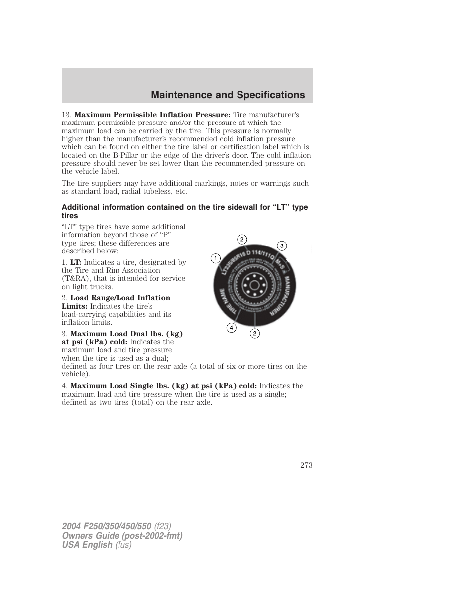 Maintenance and specifications | FORD 2004 F-550 v.3 User Manual | Page 273 / 312
