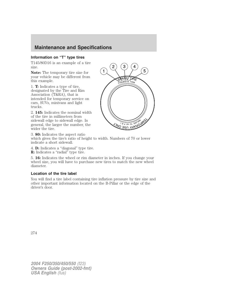 Maintenance and specifications | FORD 2004 F-550 v.3 User Manual | Page 274 / 312