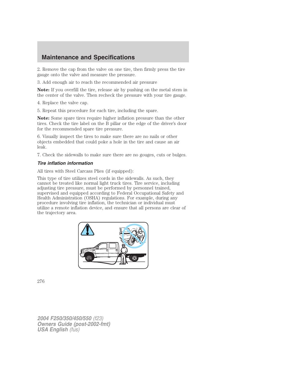 Maintenance and specifications | FORD 2004 F-550 v.3 User Manual | Page 276 / 312