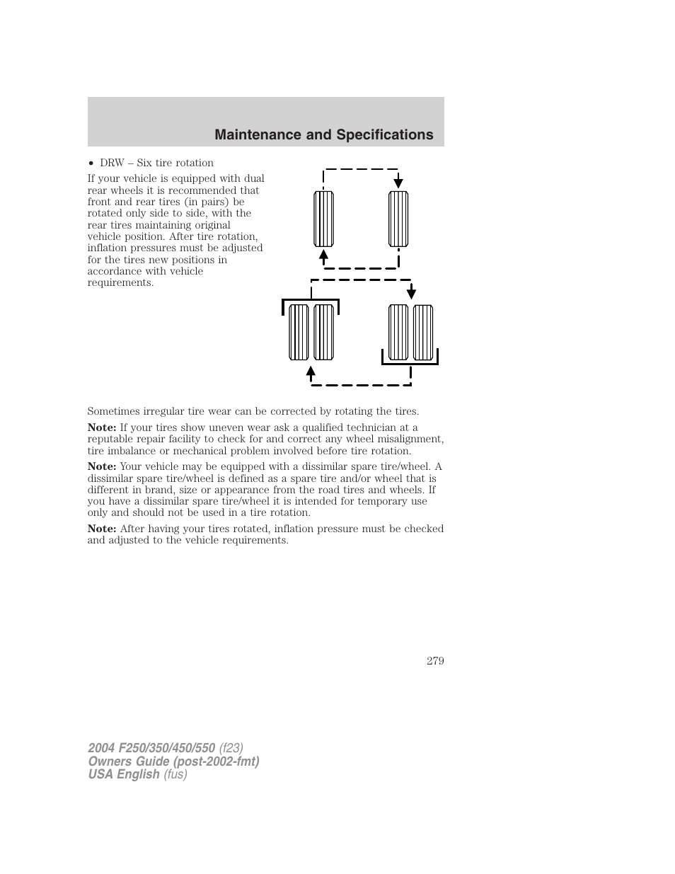 Maintenance and specifications | FORD 2004 F-550 v.3 User Manual | Page 279 / 312