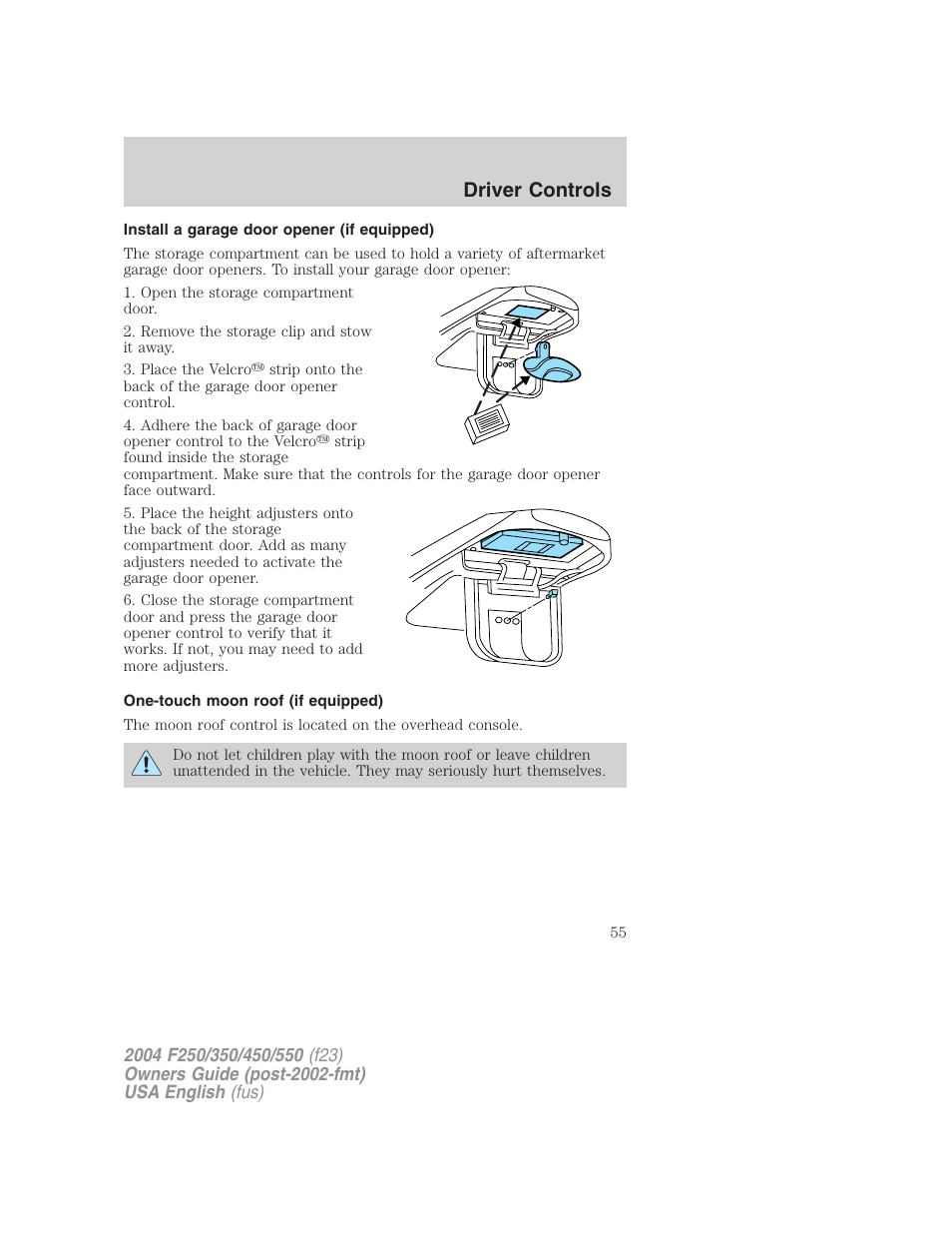 Driver controls | FORD 2004 F-550 v.3 User Manual | Page 55 / 312