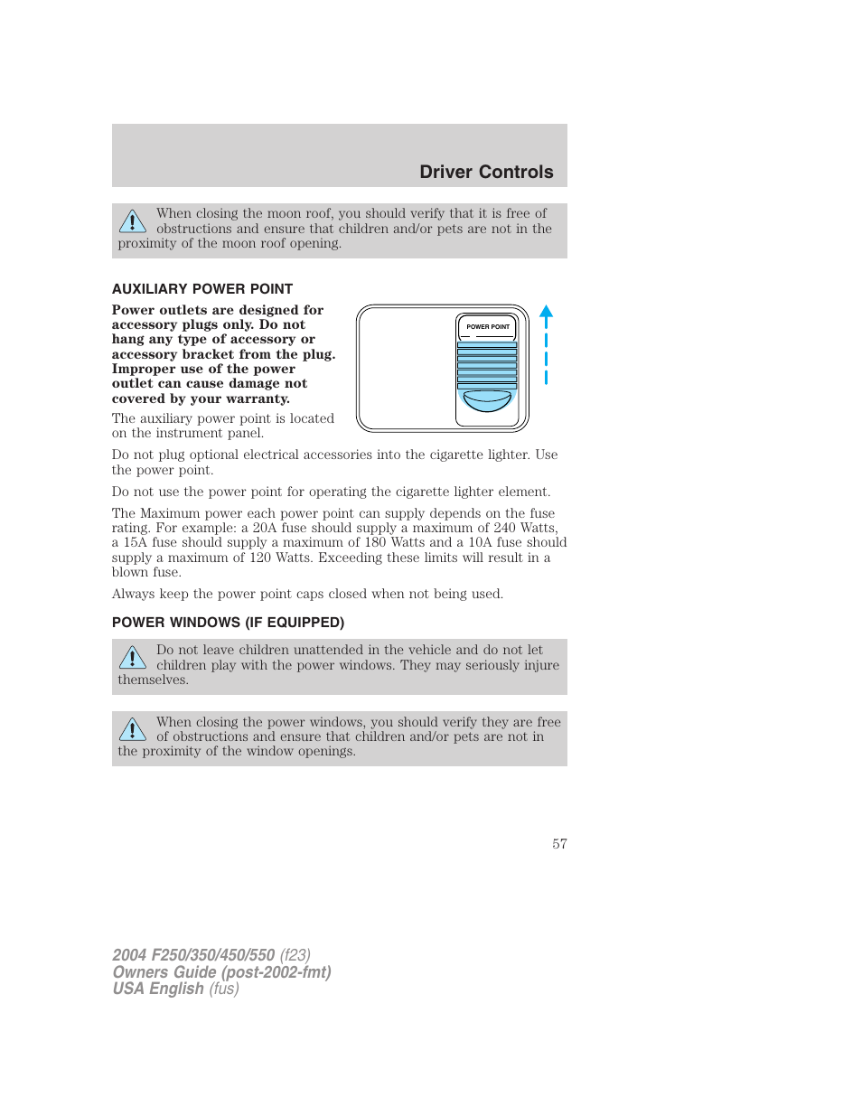 Driver controls | FORD 2004 F-550 v.3 User Manual | Page 57 / 312