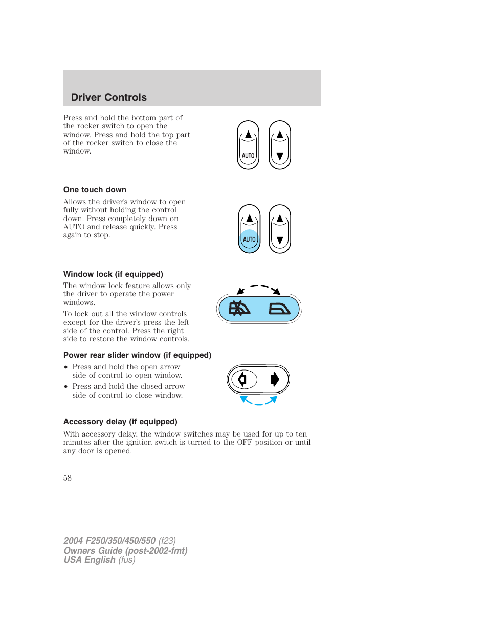 Driver controls | FORD 2004 F-550 v.3 User Manual | Page 58 / 312