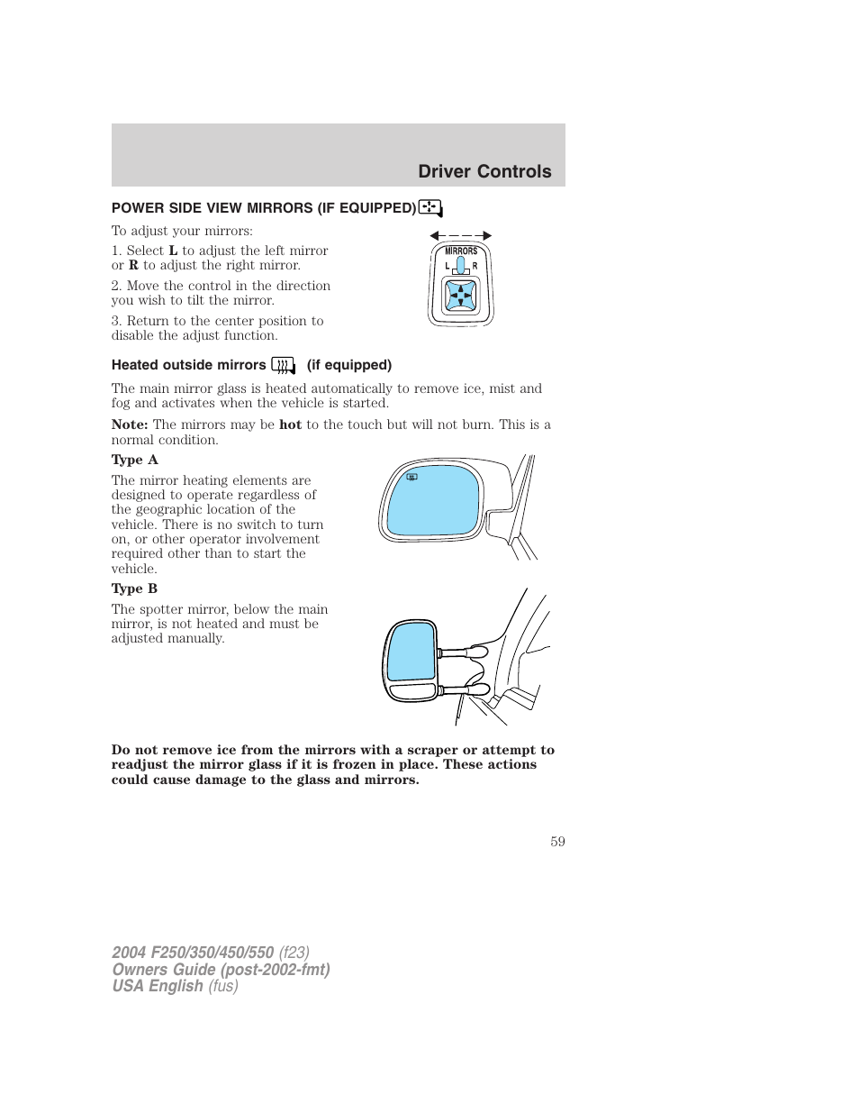 Driver controls | FORD 2004 F-550 v.3 User Manual | Page 59 / 312